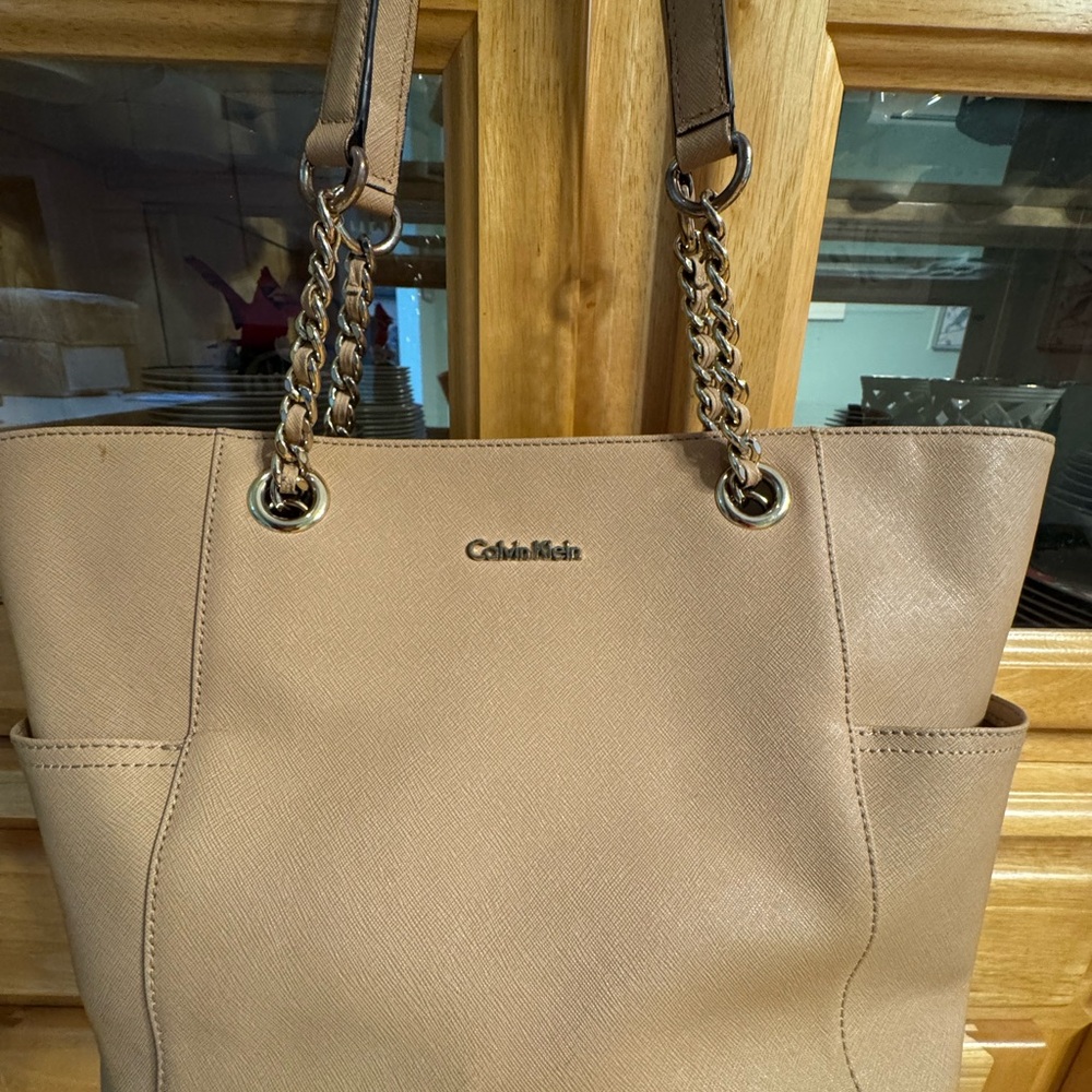 Calvin Klein Beige  Tote with Chain Handles